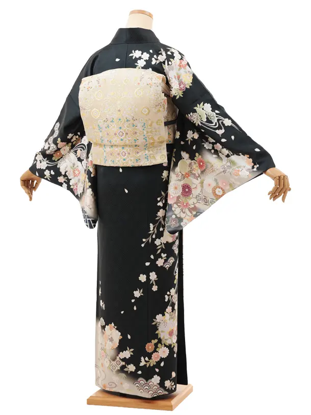 訪問着tt1483 チャコールグレー 流水に桜菊(トールサイズ)