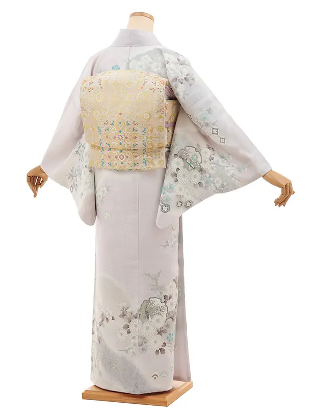 訪問着t1488 薄パープル 雪輪に四季花