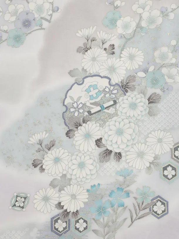 訪問着t1488 薄パープル 雪輪に四季花