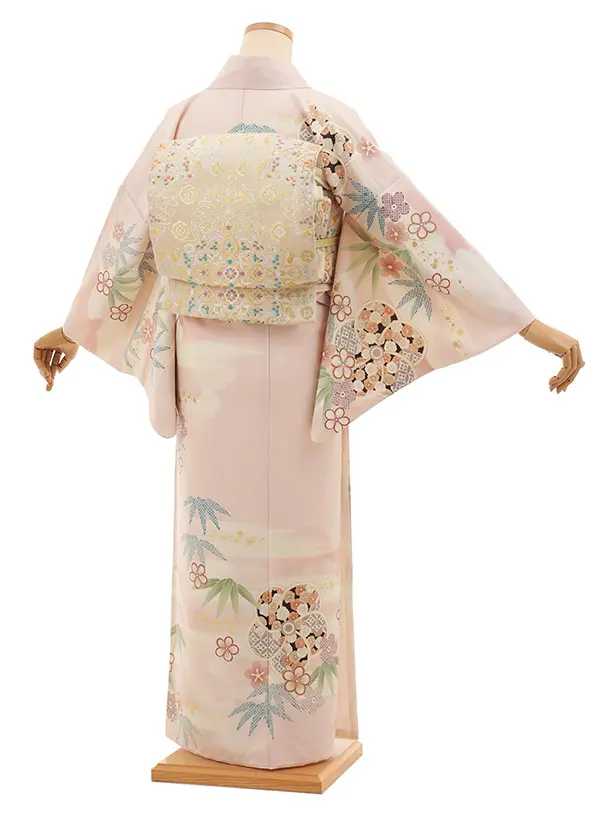 訪問着t1491 JAPAN STYLE ピンク 霞にねじり梅