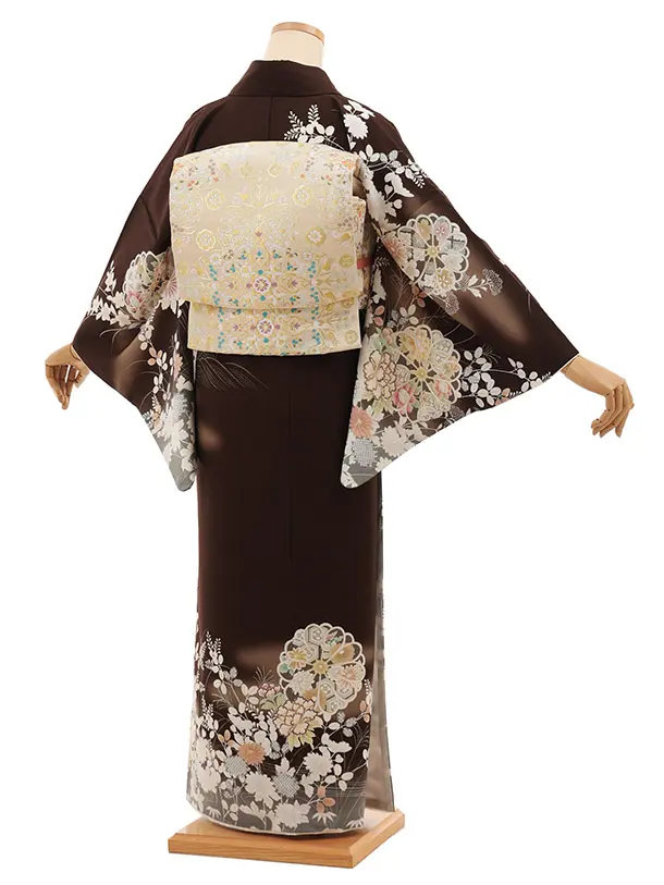 訪問着t1494 JAPAN STYLE ブラウン 菊に御所解