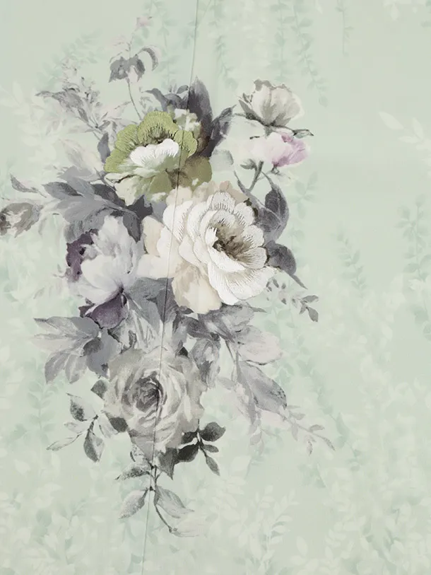 訪問着t1497 JAPAN STYLE ペールミント 洋花