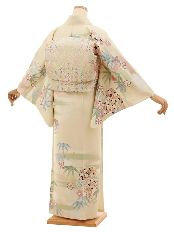 訪問着tt1498 JAPAN STYLE クリーム霞ねじり梅(ﾄｰﾙｻｲｽﾞ)