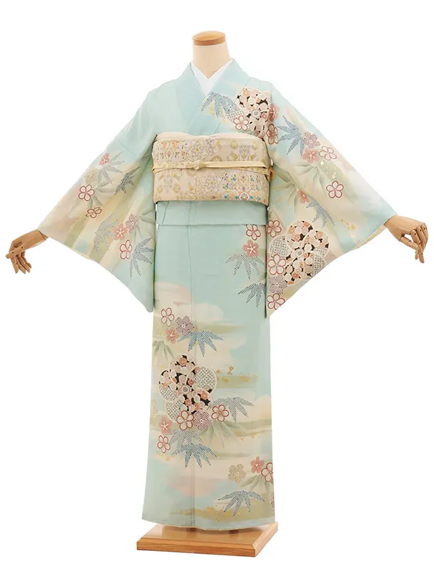 訪問着tt1499 JAPAN STYLE 水色 霞にねじり梅(トールサイズ)