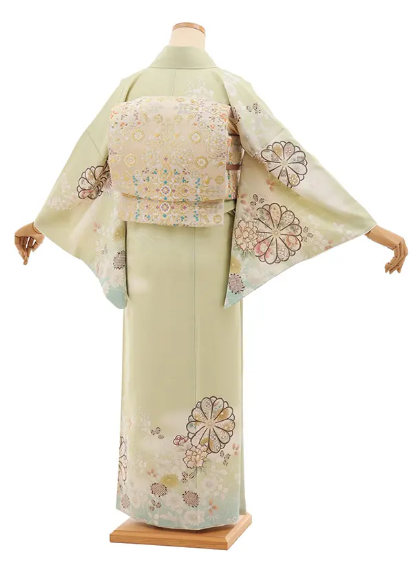 訪問着tt1502 JAPAN STYLE グリーン 菊御所解(ﾄｰﾙｻｲｽﾞ)