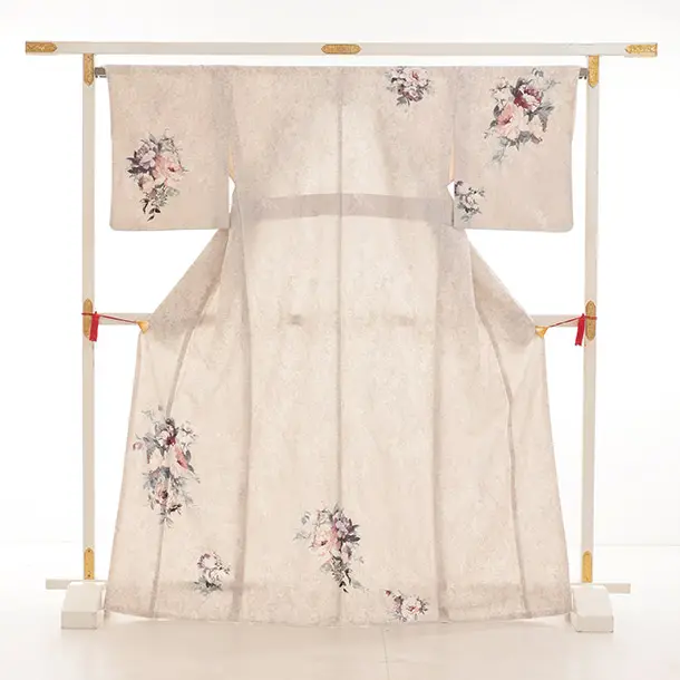 訪問着tQ1505 JAPAN STYLE ピンクベージュ 洋花