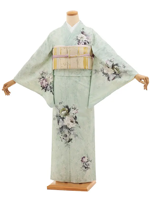 訪問着tQ1506 JAPAN STYLE ペールミント 洋花
