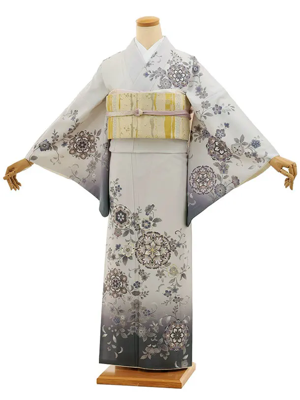 訪問着t1507 薄グレーぼかし 唐花