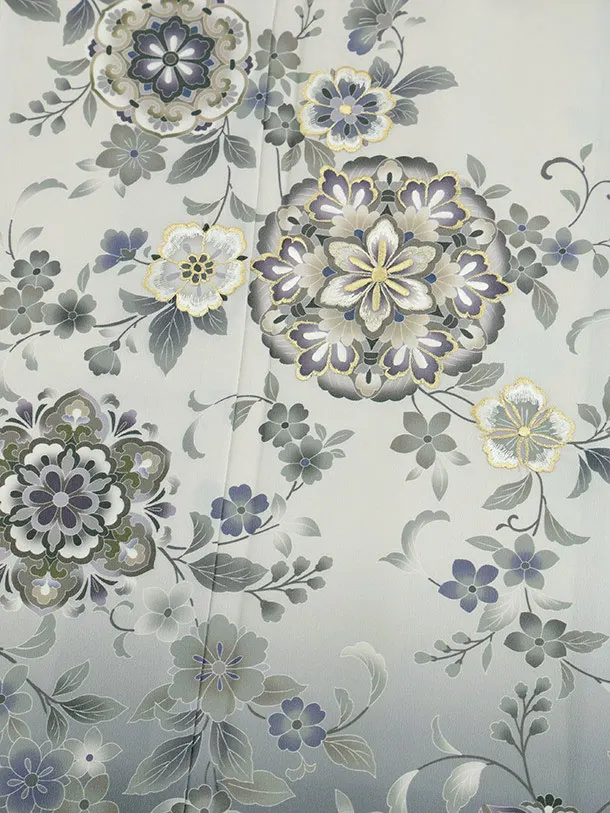 訪問着t1507 薄グレーぼかし 唐花