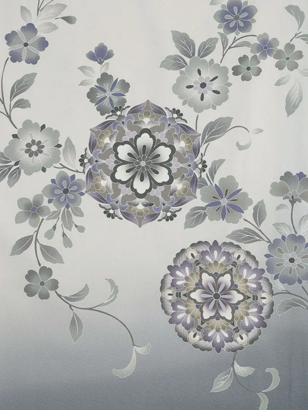 訪問着t1507 薄グレーぼかし 唐花