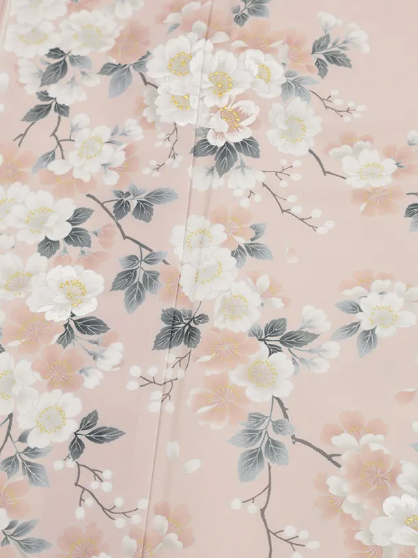 訪問着t1510 ピンクベージュ 枝花