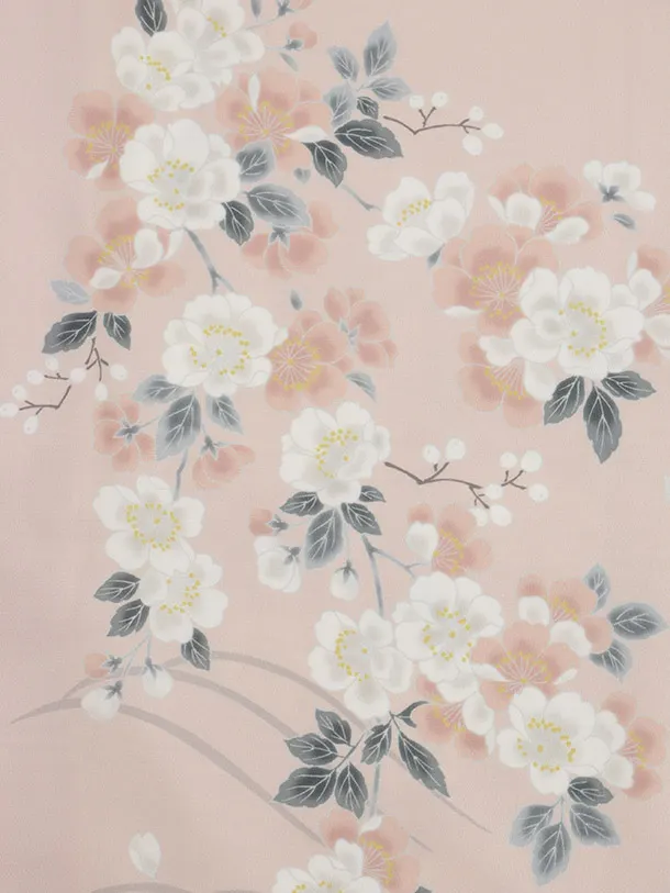 訪問着t1510 ピンクベージュ 枝花