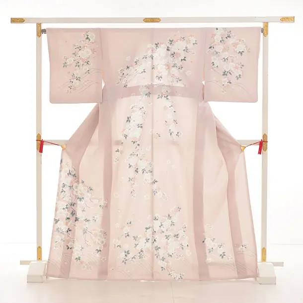 訪問着t1510 ピンクベージュ 枝花