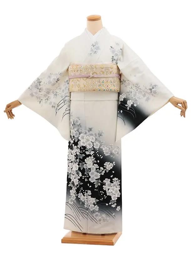 訪問着tt1515 白黒ぼかし 枝花(トールサイズ)