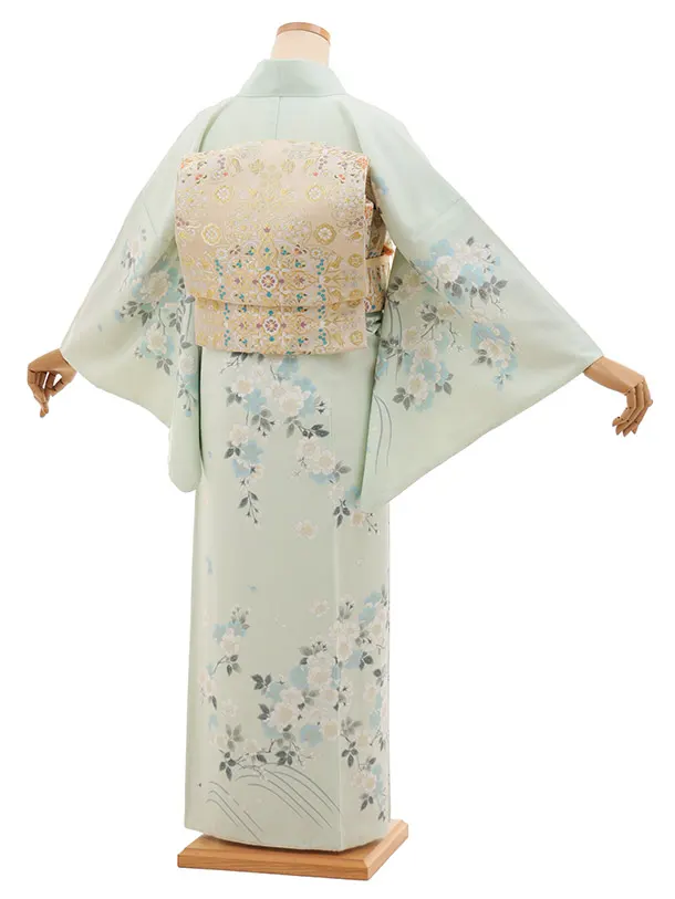 訪問着tｔ1516(トールサイズ) 薄ミント 枝花