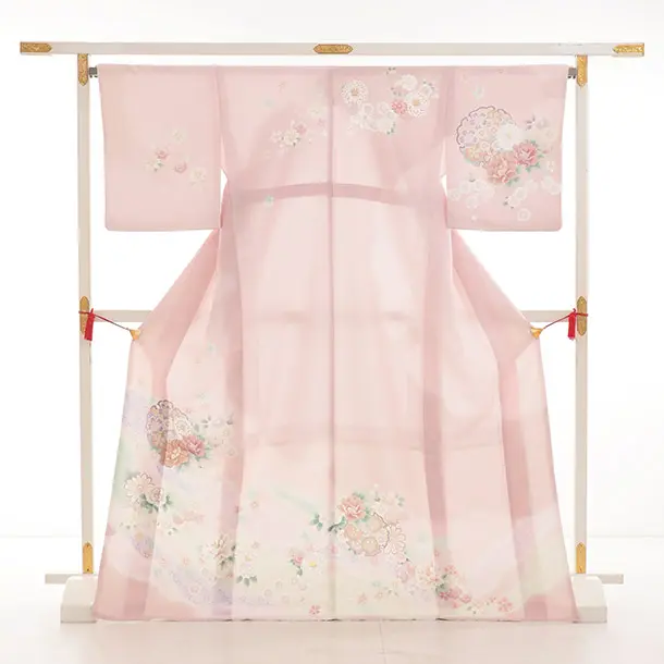 訪問着t1518 式部浪漫 ピンク雪輪に花