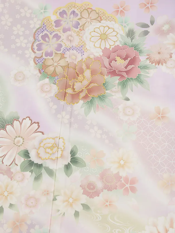 訪問着t1519 式部浪漫 ラベンダー雪輪に花