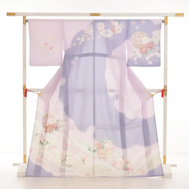 訪問着t1519 式部浪漫 ラベンダー雪輪に花