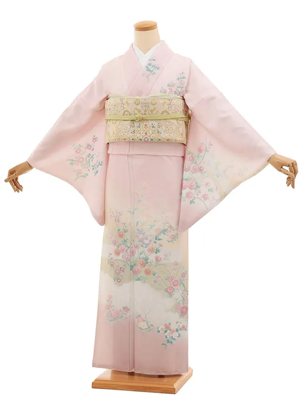 訪問着t1521 式部浪漫 ピンク 雲草花