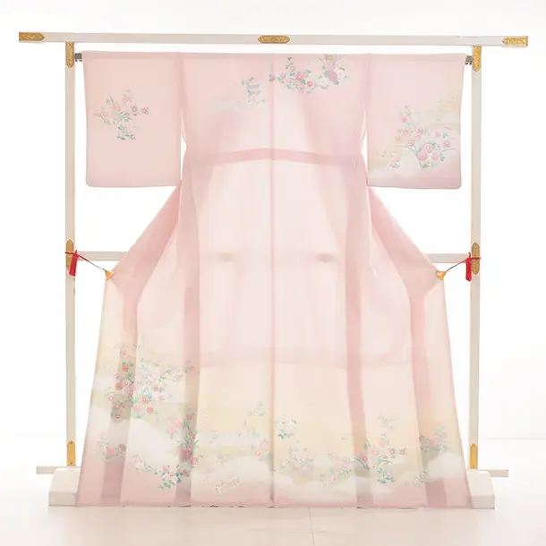 訪問着t1521 式部浪漫 ピンク 雲草花