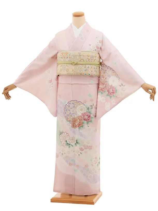訪問着tt1524 式部浪漫 ピンク 雪輪に花(トールサイズ)