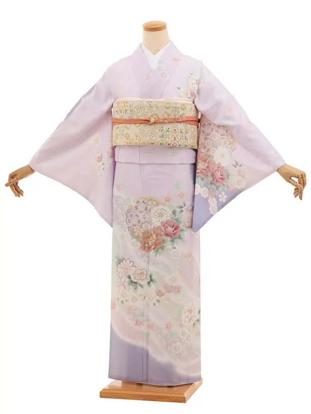 訪問着tt1525 式部浪漫 ラベンダー 雪輪に花(トールサイズ)