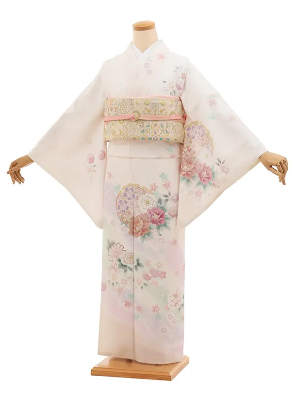 訪問着tt1526 式部浪漫 クリームピンク 雪輪に花(トールサイズ)