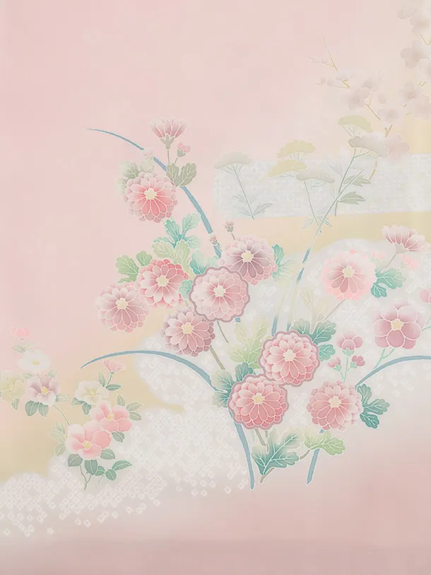 訪問着tt1527 式部浪漫 ピンク 雲草花(トールサイズ)