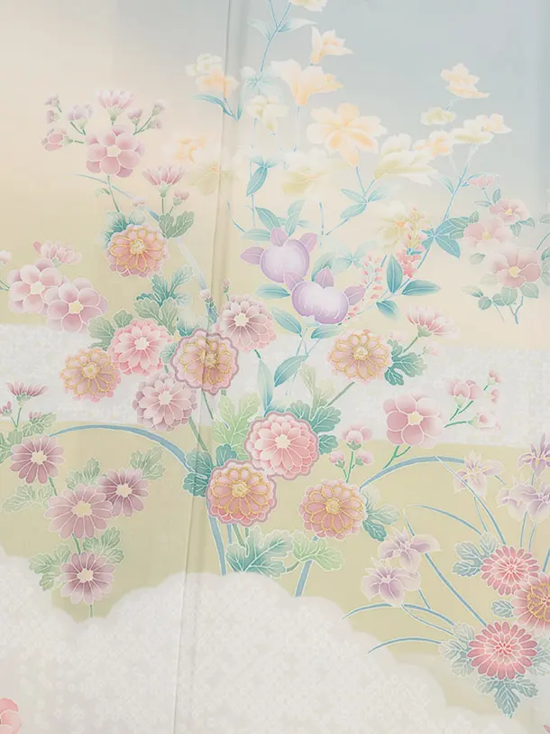 訪問着tt1528 式部浪漫 薄ブルーグレー 雲草花(トールサイズ)