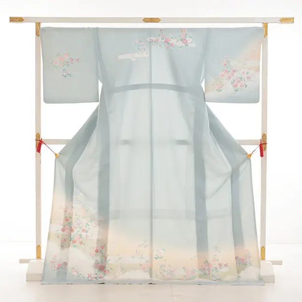 訪問着tt1528 式部浪漫 薄ブルーグレー 雲草花(トールサイズ)