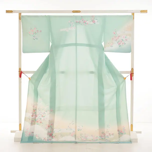訪問着tt1529 式部浪漫 ペールグリーン 雲草花(トールサイズ)