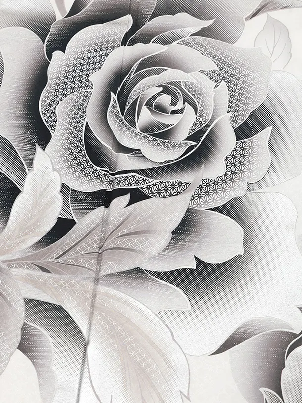 訪問着t1536 白地　バラ