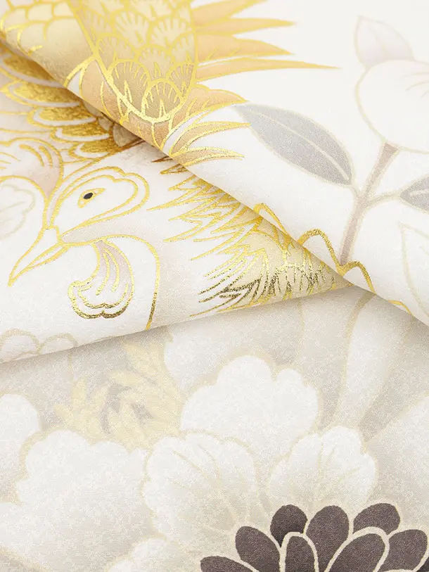 訪問着t1537 白地　牡丹に鳳凰