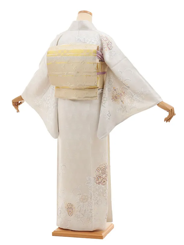 訪問着t1538 淡グレージュ　唐花