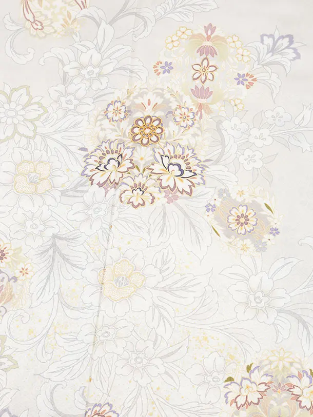 訪問着t1538 淡グレージュ　唐花