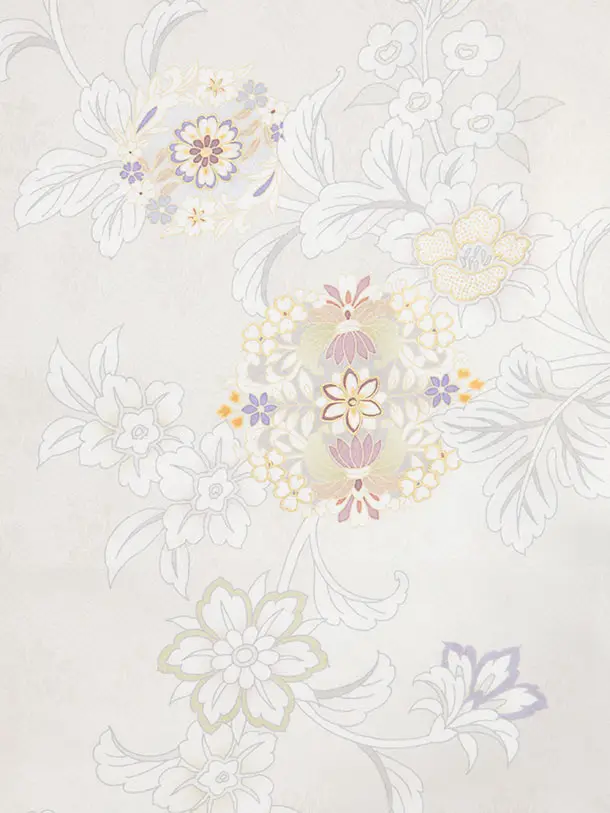 訪問着t1538 淡グレージュ　唐花