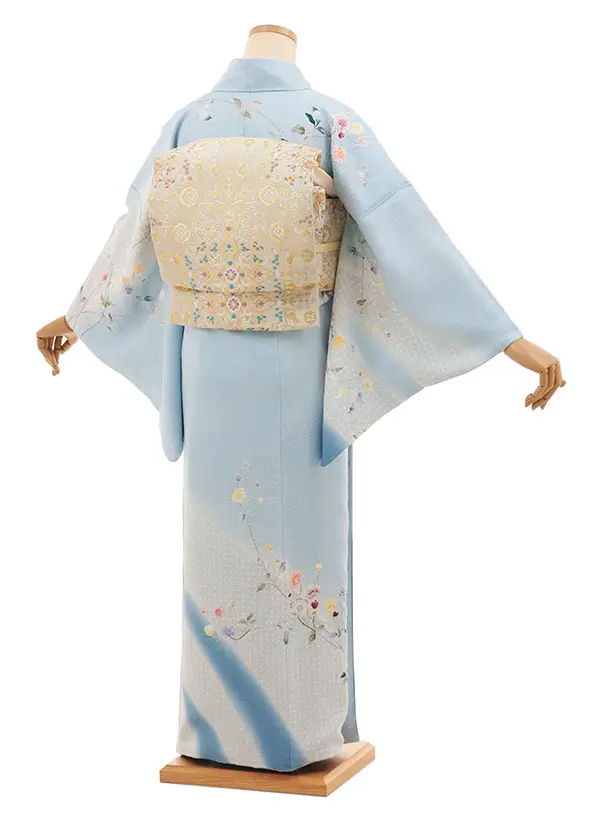 訪問着t1539 青柳 謹製 絞麗舎 水色