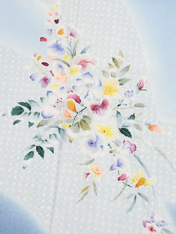 訪問着t1539 青柳 謹製 絞麗舎 水色