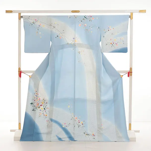 訪問着t1539 青柳 謹製 絞麗舎 水色