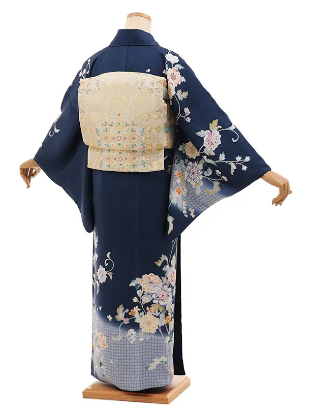 訪問着t1540 青柳 謹製 絞麗舎 紺