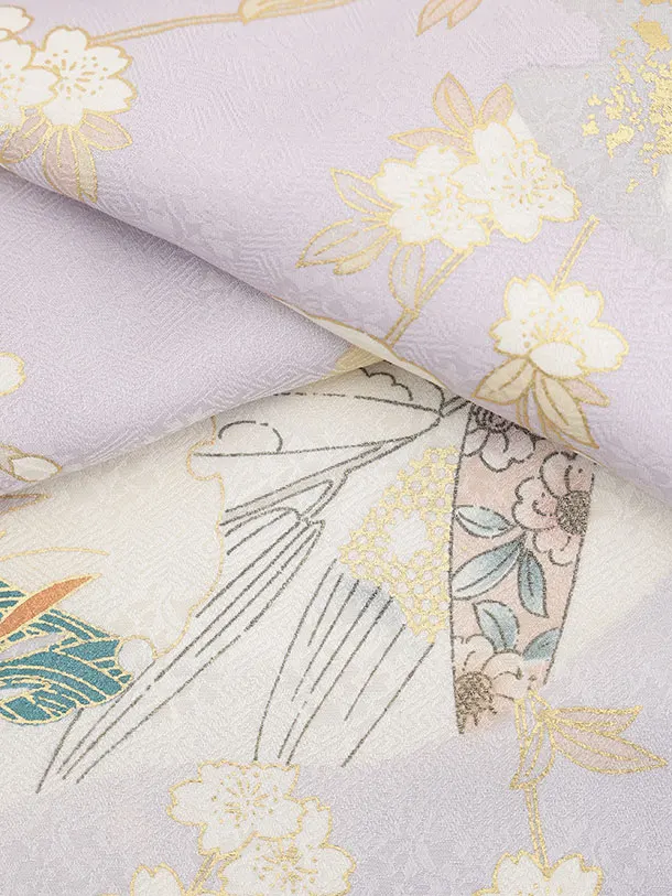 訪問着t1544 ラベンダー 流水雪輪四季花