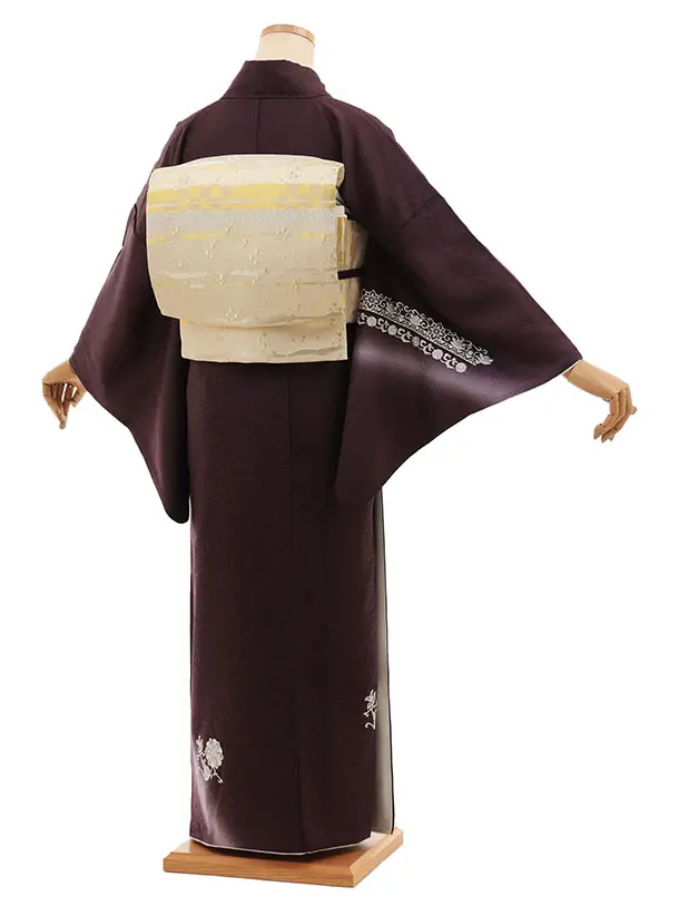 訪問着t1552 紫地 刺繍 唐花