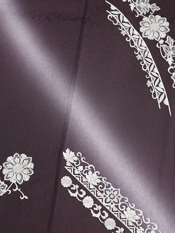 訪問着t1552 紫地 刺繍 唐花