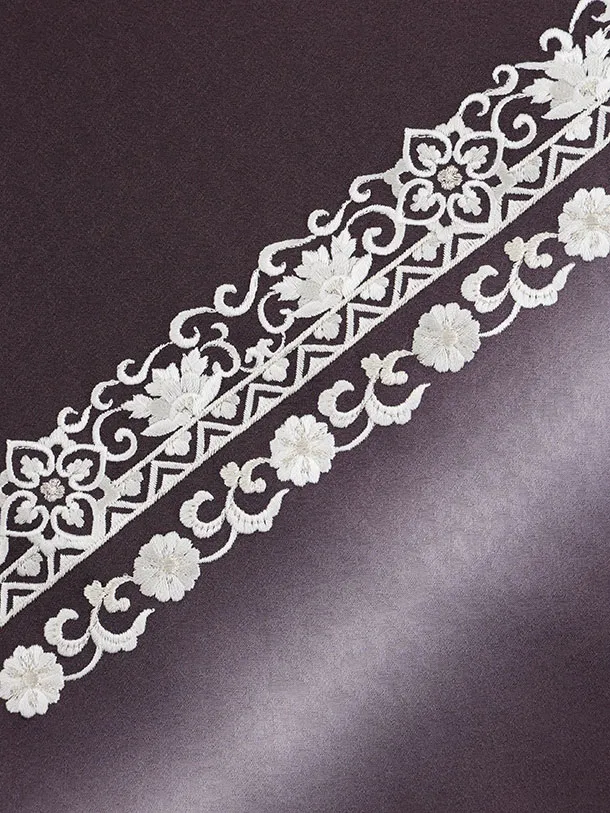 訪問着t1552 紫地 刺繍 唐花