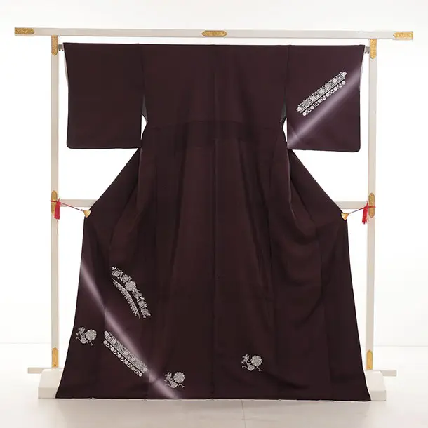 訪問着t1552 紫地 刺繍 唐花