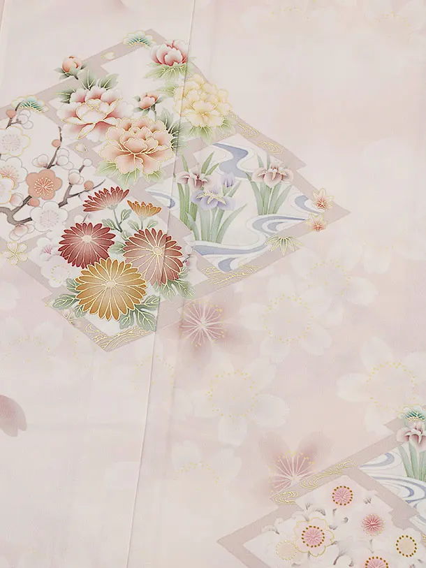 訪問着tt1572  華徒然 ピンク 松皮菱に花(トールサイズ)