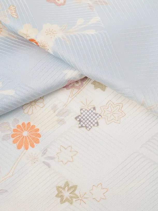 訪問着t1579 水色 桜に花紋