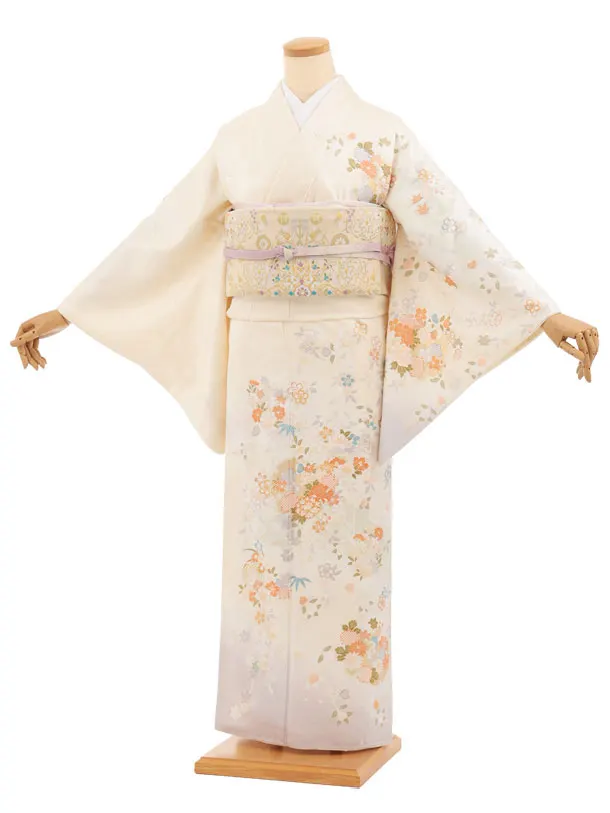 訪問着t1580 クリーム 雪輪桜