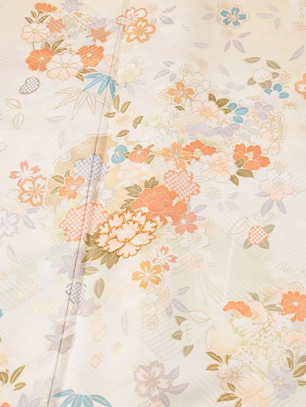 訪問着t1580 クリーム 雪輪桜