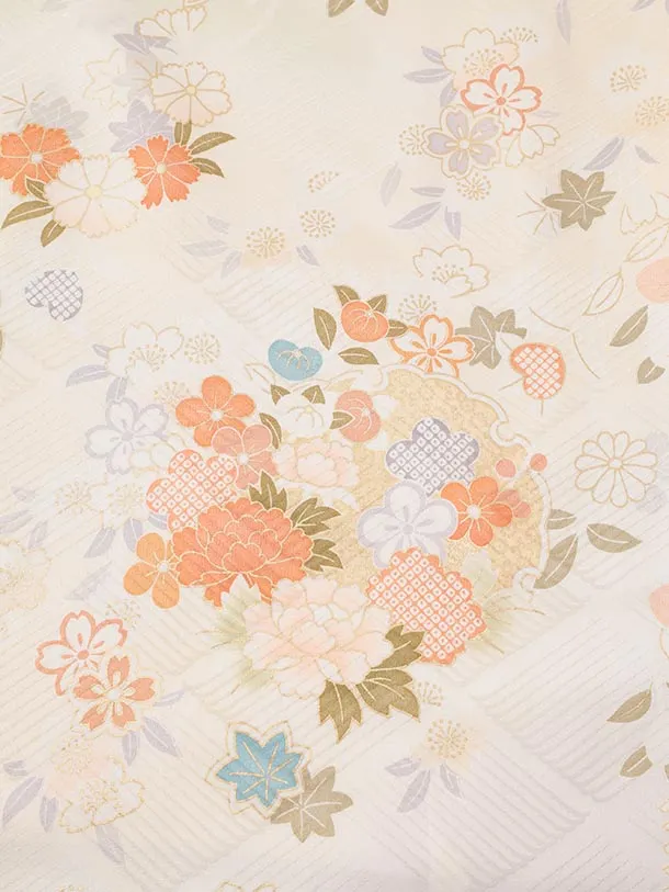 訪問着t1580 クリーム 雪輪桜